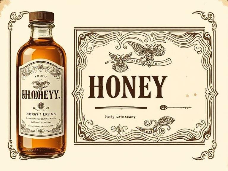 Vintage Apothecary Style Honey Bottle and Label Template
